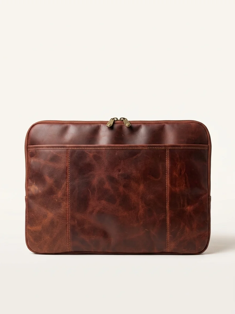 MORAES Laptop Sleeve — Hampton leather, closed